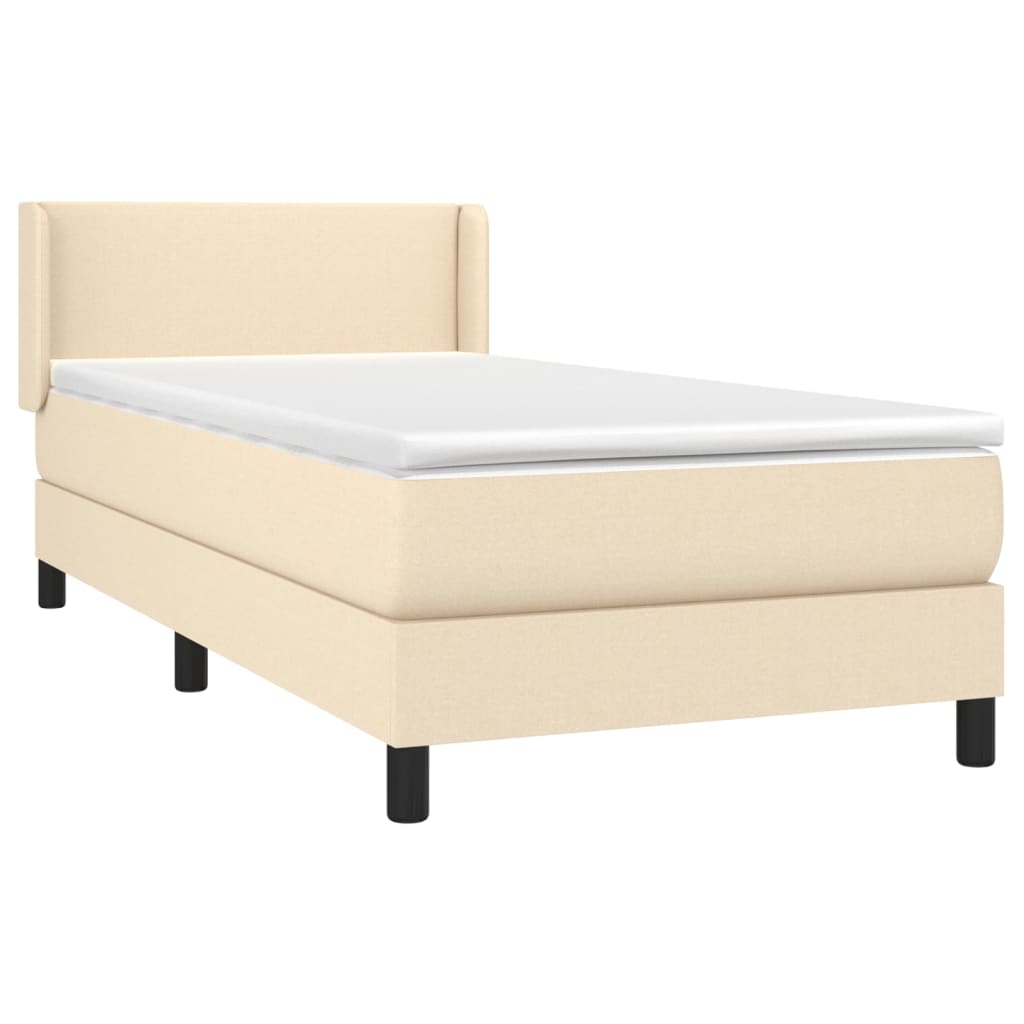 vidaXL Boxspring met matras stof crèmekleurig 100x200 cm afbeelding