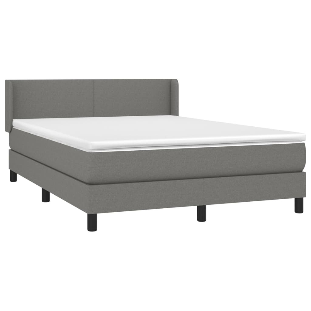 vidaXL Boxspring met matras stof donkergrijs 140x190 cm afbeelding
