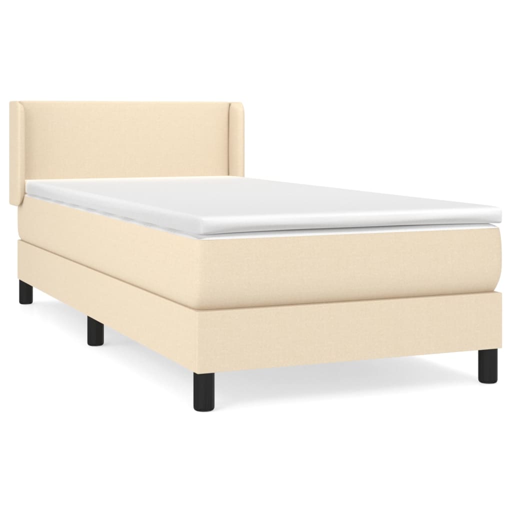 vidaXL Box spring postel s matrací krémová 140x190 cm textil