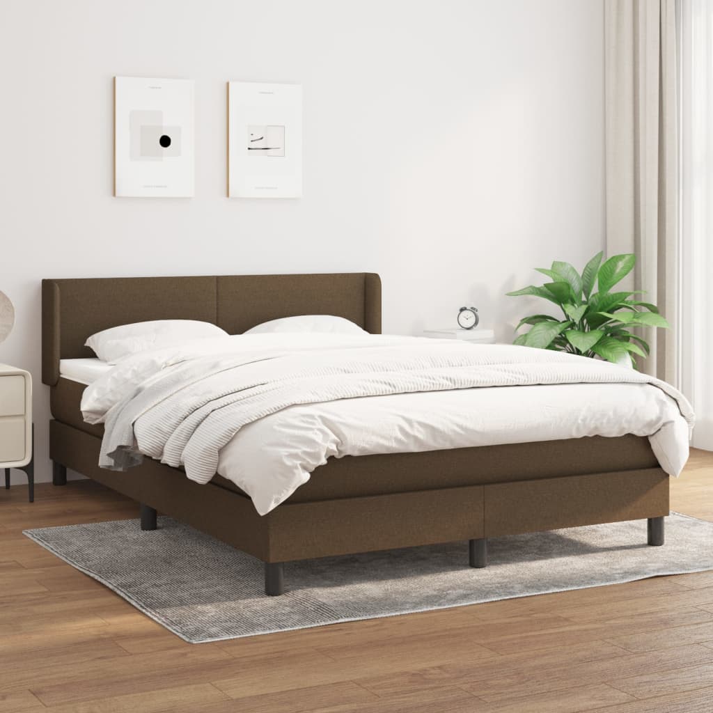 Box spring postel s matrací tmavě hnědá 140x200 cm textil