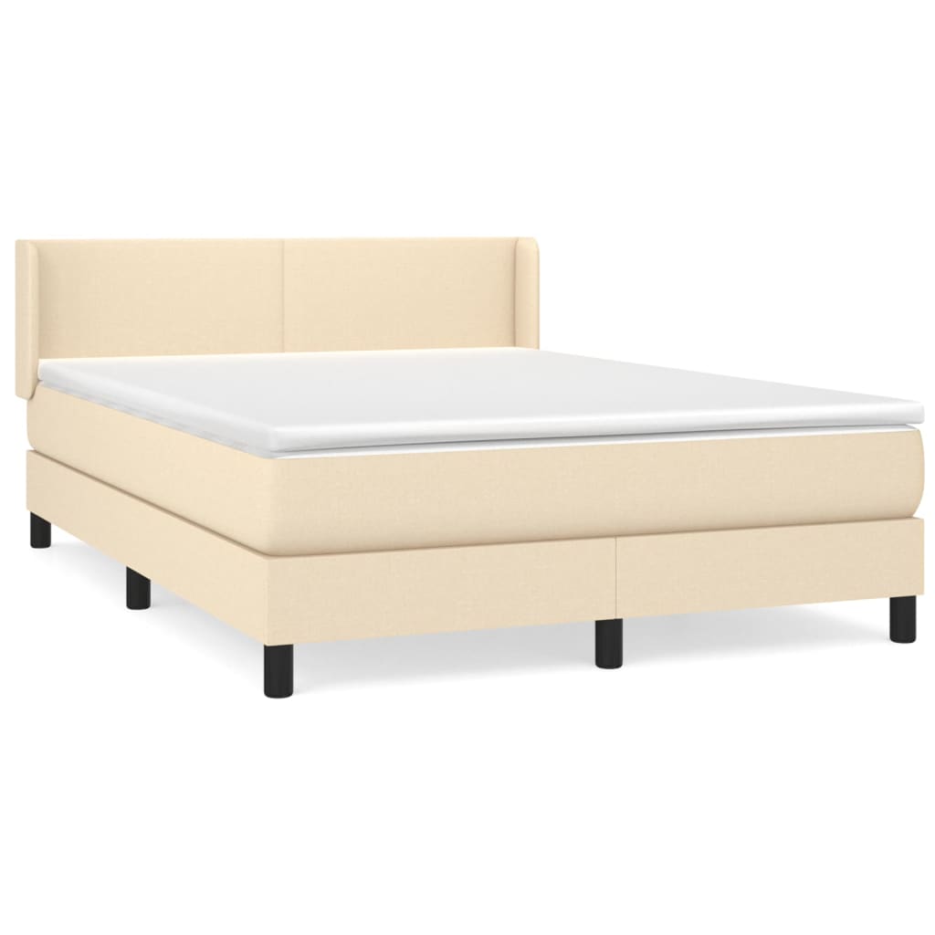 vidaXL Posteľný rám boxspring s matracom krémový 140x200 cm látka