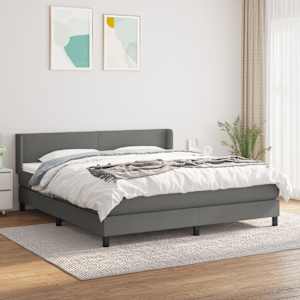 Box spring postel s matrací tmavě šedá 160x200 cm textil - obrázek 1
