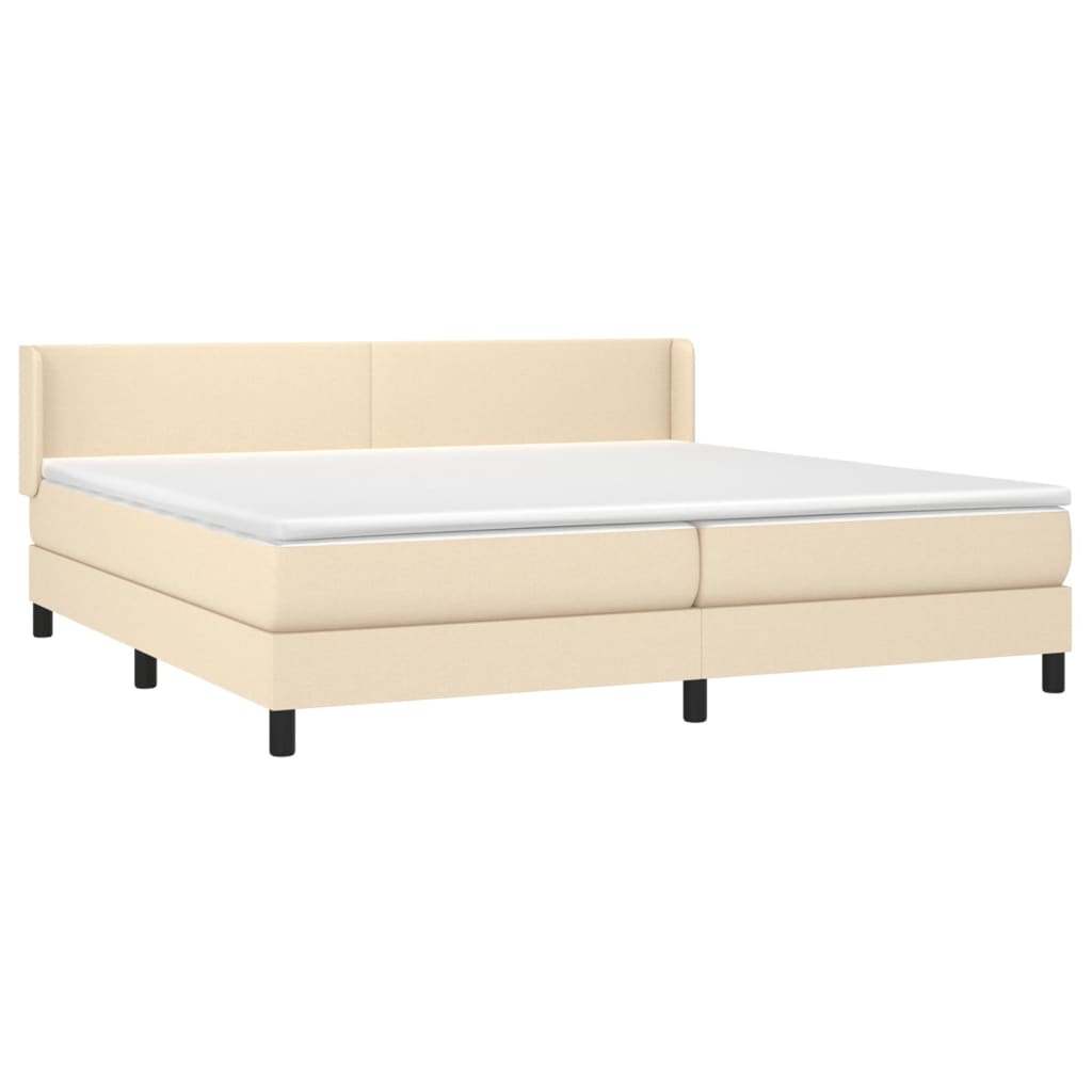 vidaXL Boxspring met matras stof crèmekleurig 200x200 cm afbeelding