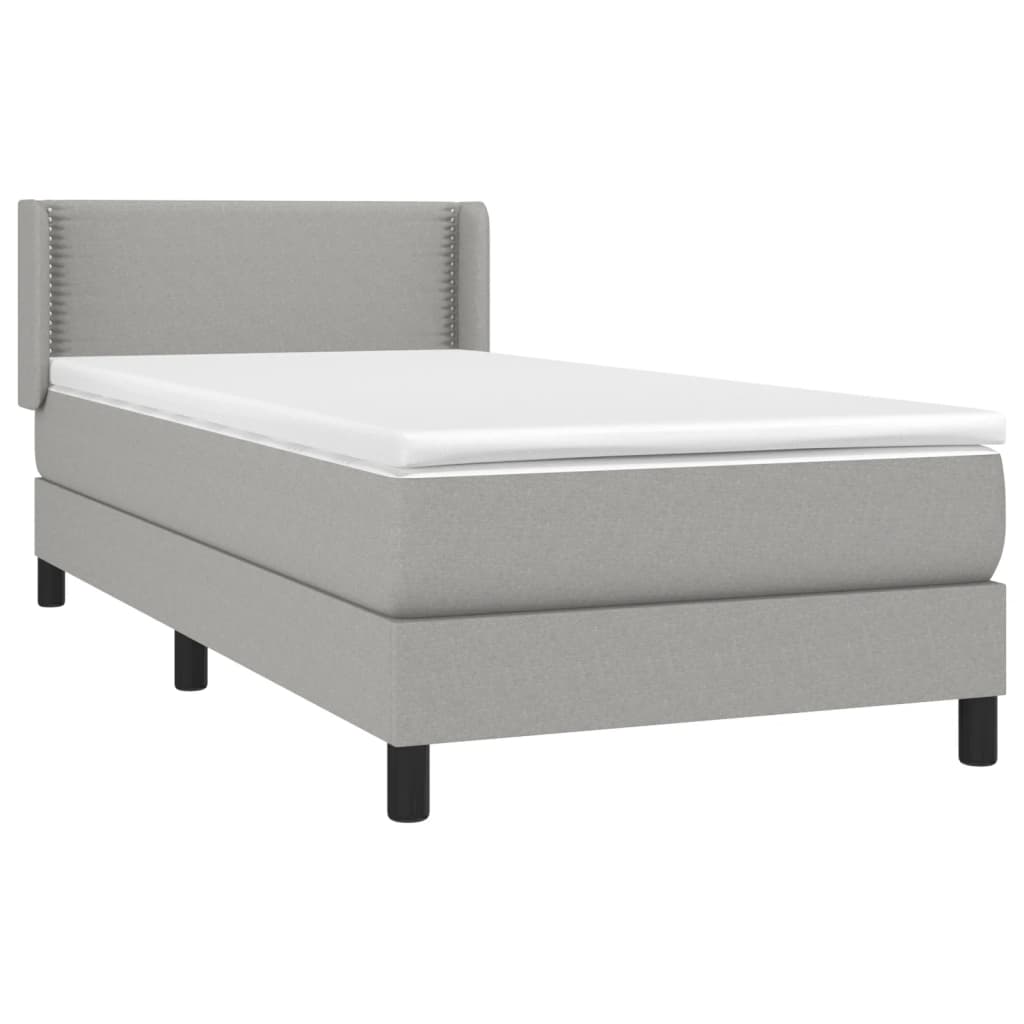 vidaXL Boxspring met matras stof lichtgrijs 80x200 cm afbeelding