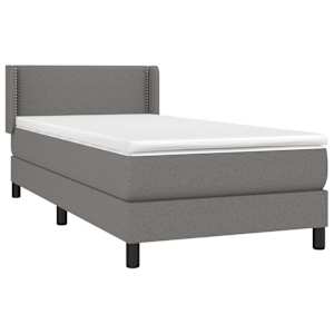 vidaXL Box spring postelja z vzmetnico temno siva 90x190 cm blago