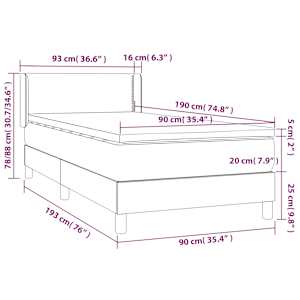 Box spring postel s matrací taupe 90x190 cm textil - obrázek 7