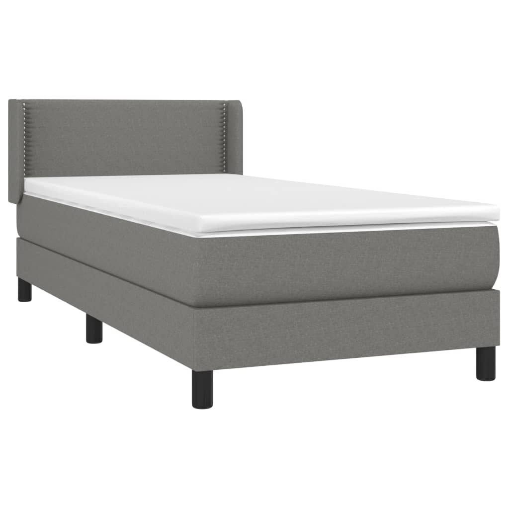vidaXL Boxspring met matras stof donkergrijs 90x200 cm afbeelding