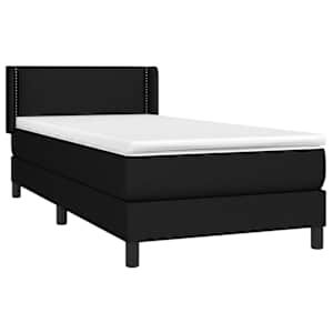 vidaXL Sommier &agrave; lattes de lit avec matelas Noir 100x200 cm Tissu