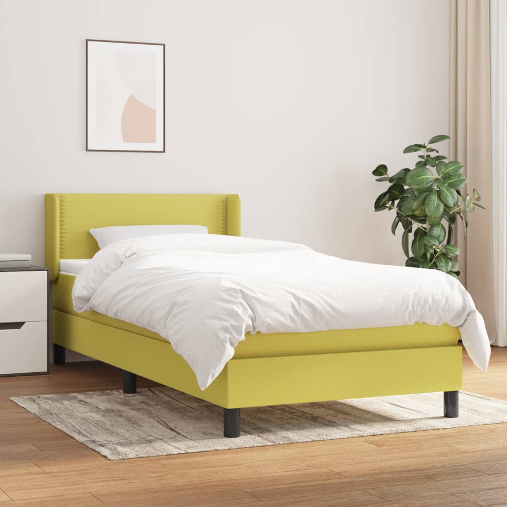 Boxspringbett mit Matratze Grün 100×200 cm Stoff