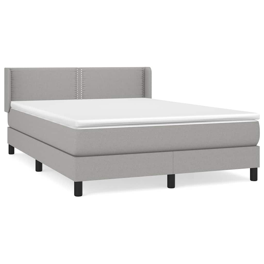 vidaXL Pat box spring cu saltea, gri deschis, 140x190 cm, textil