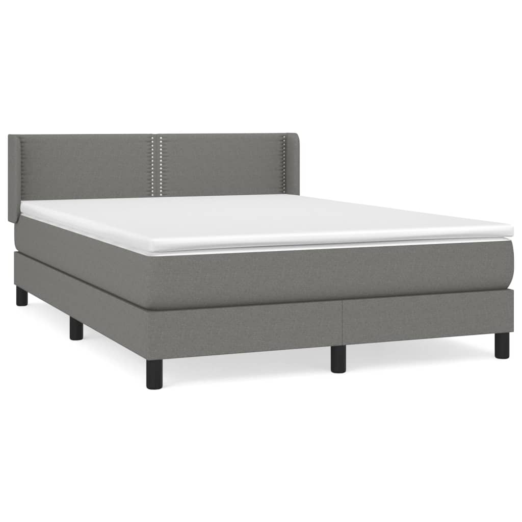 vidaXL Box spring postel s matrací tmavě šedý 140 x 190 cm textil