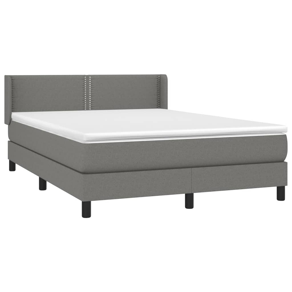 vidaXL Boxspring met matras stof donkergrijs 140x190 cm afbeelding