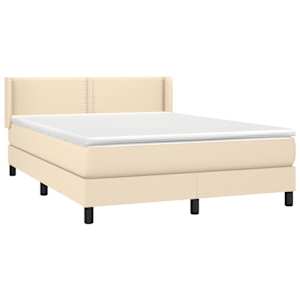 Box spring postel s matrací krémová 140x190 cm textil - obrázek 3