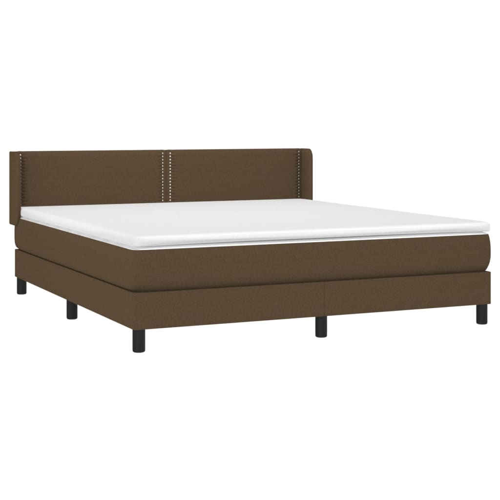 vidaXL Boxspring met matras stof donkerbruin 180x200 cm afbeelding