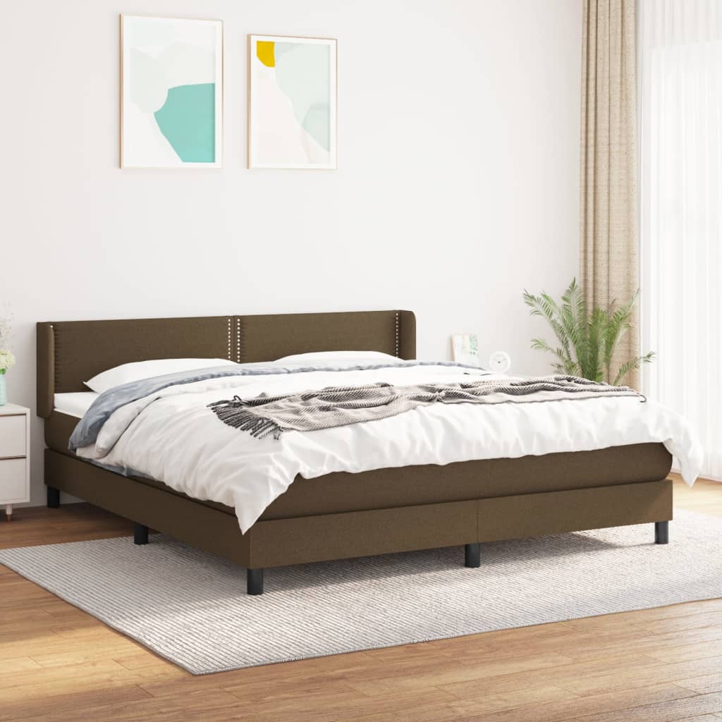 Box spring postel s matrací tmavě hnědá 180x200 cm textil