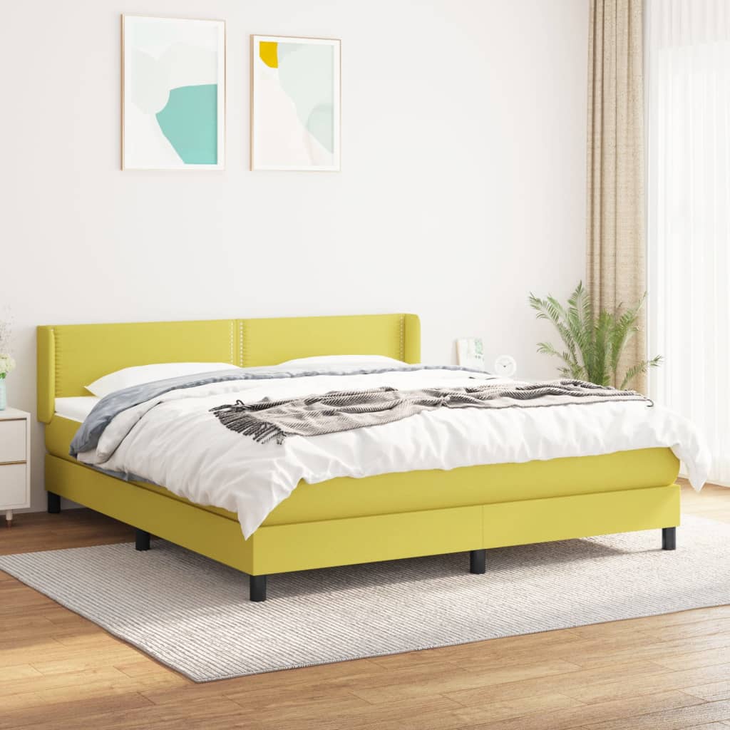 vidaXL Box spring postel s matrací zelená 180 x 200 cm textil