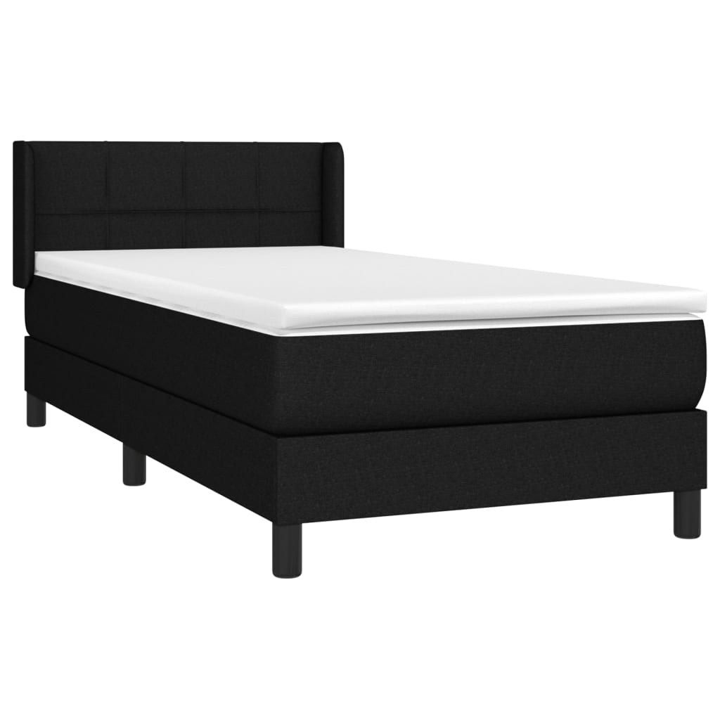 vidaXL Boxspring met matras stof zwart 80x200 cm afbeelding