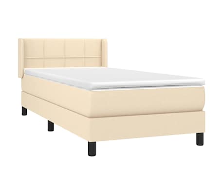 vidaXL Box spring postelja z vzmetnico krem 80x200 cm blago