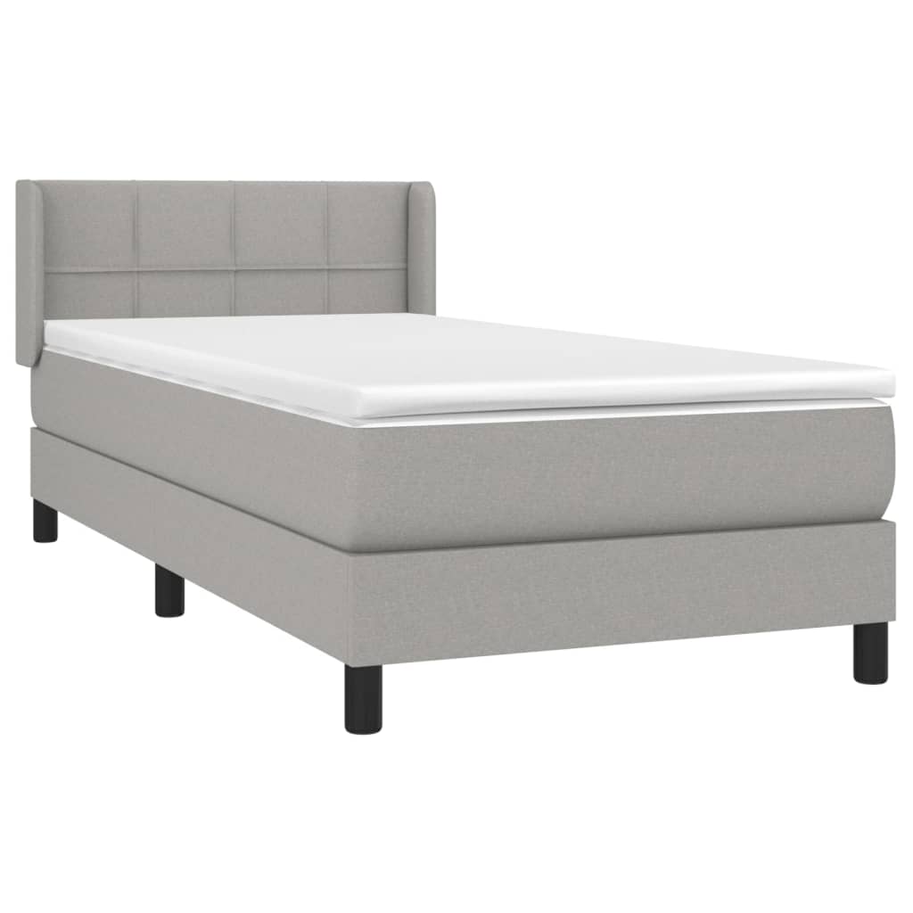 vidaXL Boxspring met matras stof lichtgrijs 90x190 cm afbeelding