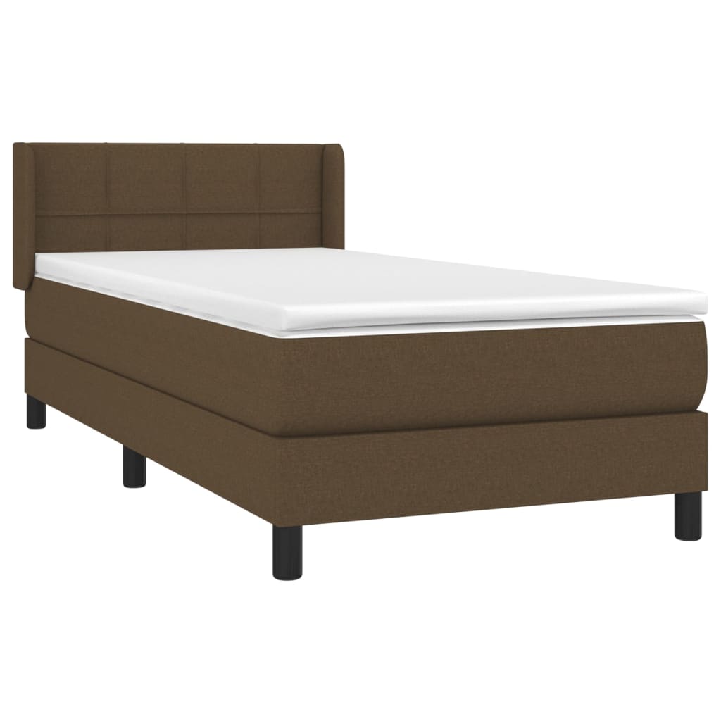 vidaXL Boxspring met matras stof donkerbruin 90x190 cm afbeelding