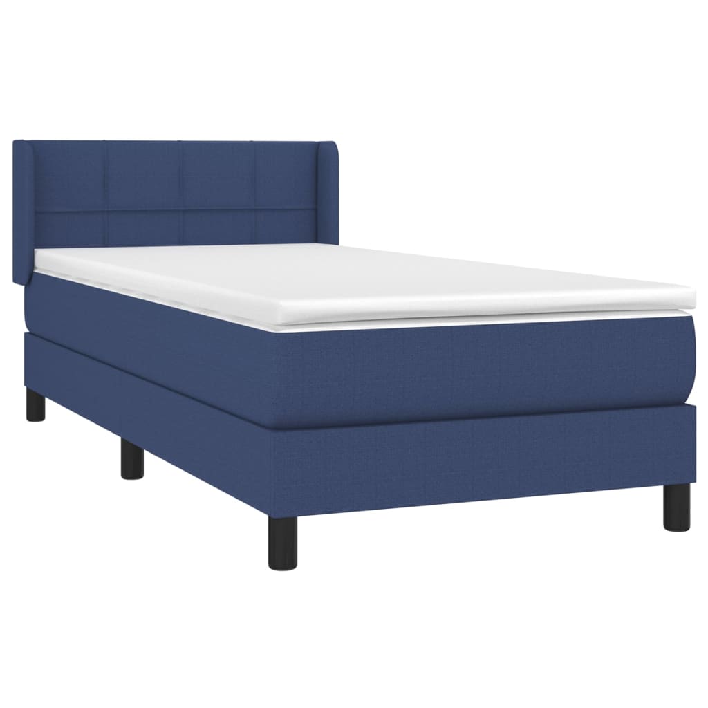 vidaXL Boxspring met matras stof blauw 90x190 cm afbeelding
