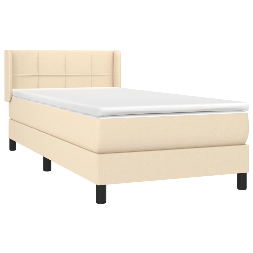 vidaXL Boxspring met matras stof crèmekleurig 90x200 cm afbeelding