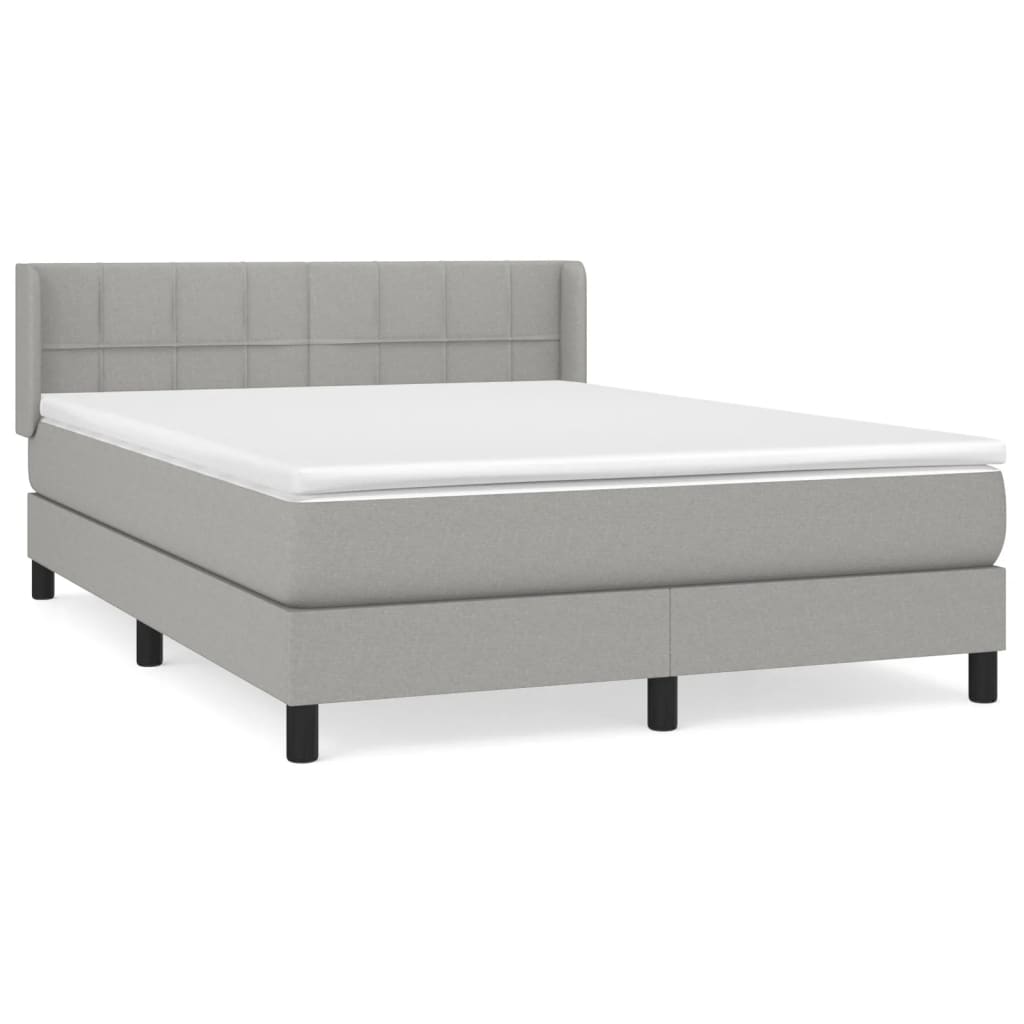 vidaXL Box spring postel s matrací světle šedá 140 x 190 cm textil