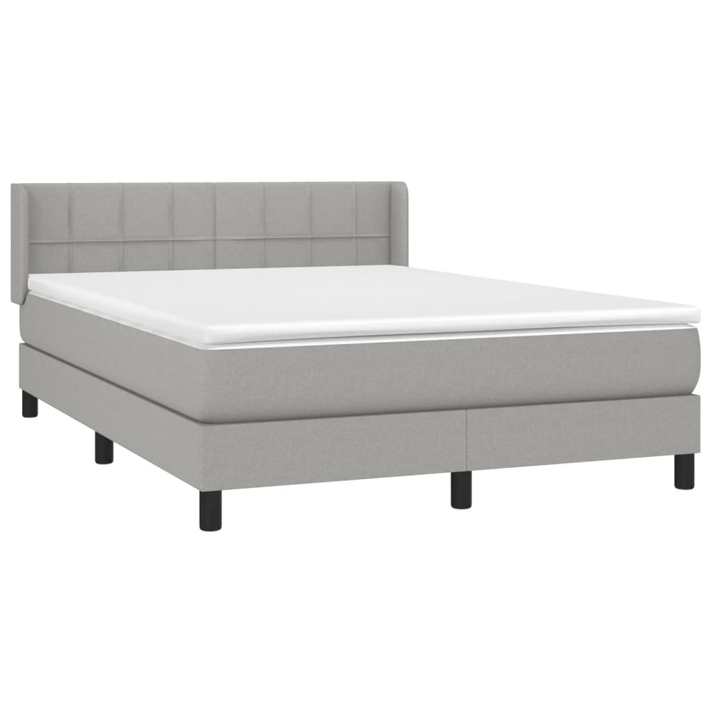 vidaXL Boxspring met matras stof lichtgrijs 140x190 cm afbeelding