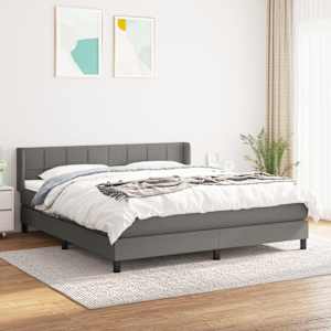 Box spring postel s matrací tmavě šedá 160x200 cm textil - obrázek 1
