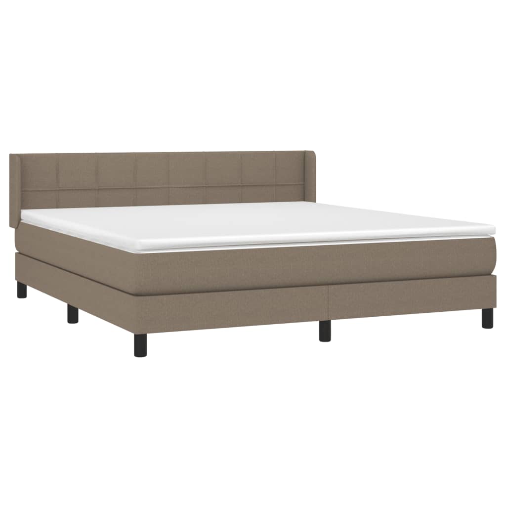 vidaXL Boxspring met matras stof taupe 180x200 cm afbeelding