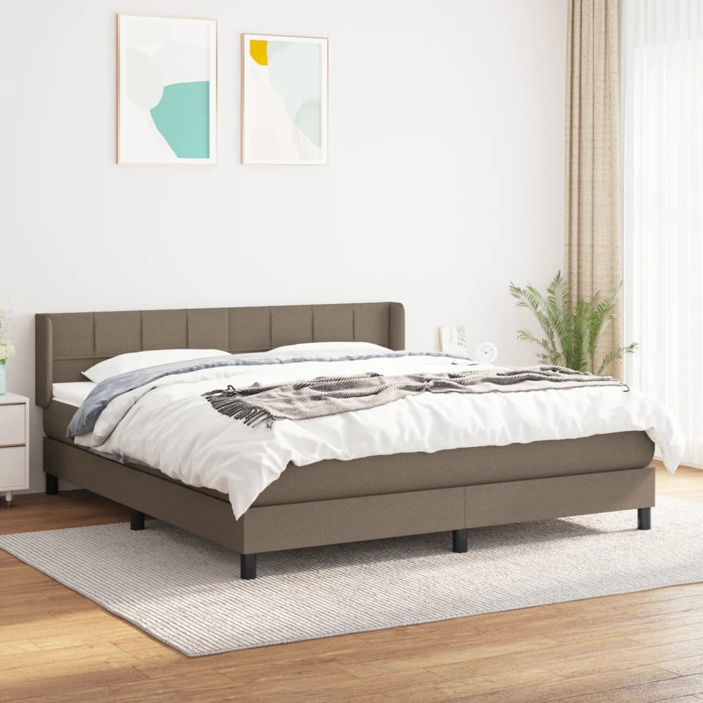 vidaXL Pat continental cu saltea, gri taupe, 180×200 cm, textil