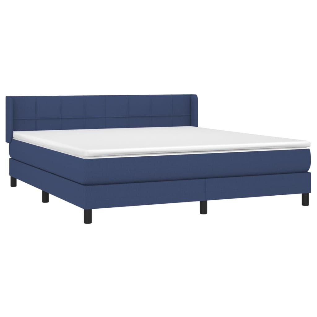 vidaXL Boxspring met matras stof blauw 180x200 cm afbeelding
