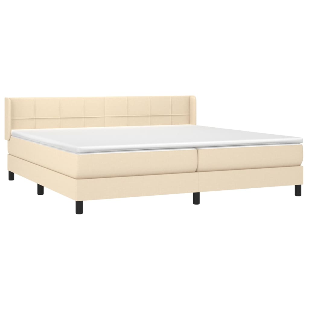vidaXL Boxspring met matras stof crèmekleurig 200x200 cm afbeelding