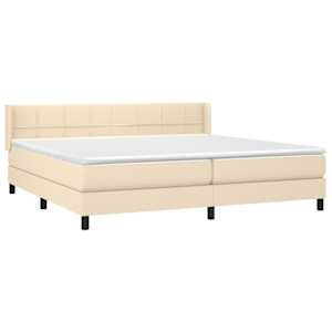 Box spring postel s matrací krémová 200x200 cm textil - obrázek 3