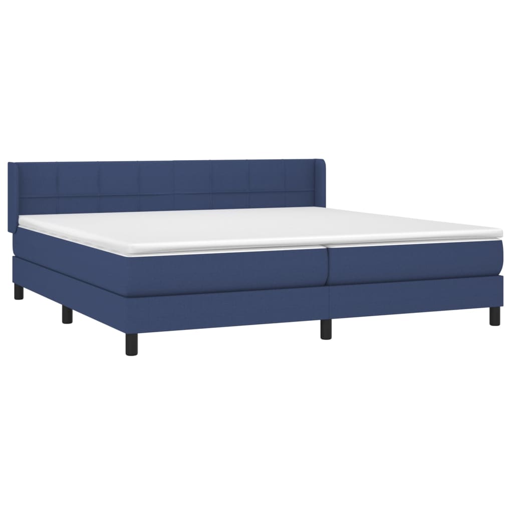 vidaXL Boxspring met matras stof blauw 200x200 cm afbeelding