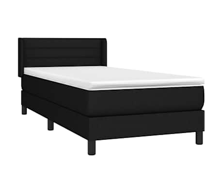 vidaXL Sommier &agrave; lattes de lit et matelas Noir 80x200 cm Tissu