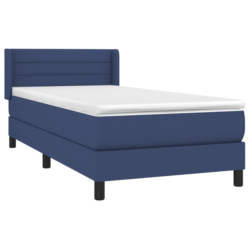 vidaXL Boxspring met matras stof blauw 90x190 cm afbeelding