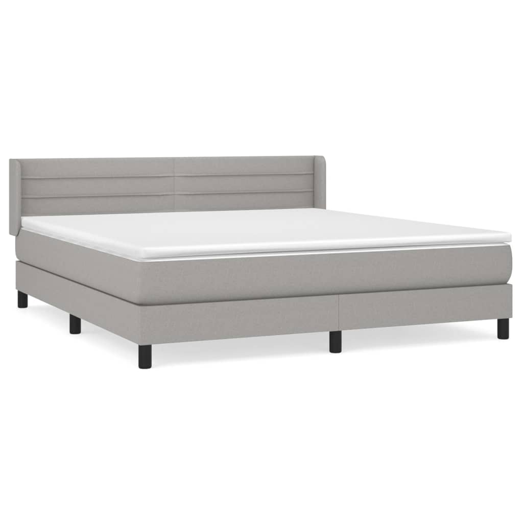 vidaXL Box spring postelja z vzmetnico svetlo siva 180x200 cm blago