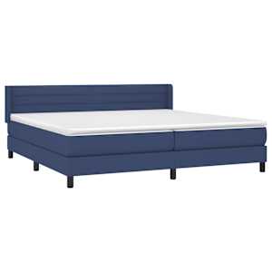 Box spring postel s matrací modrá 200x200 cm textil - obrázek 3