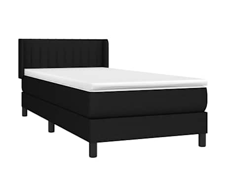 vidaXL Sommier &agrave; lattes de lit et matelas Noir 80x200 cm Tissu