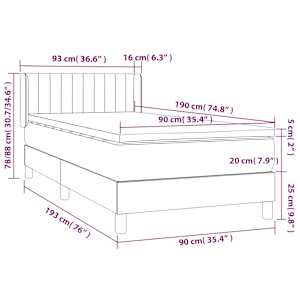 Box spring postel s matrací světle šedá 90x190 cm textil - obrázek 7