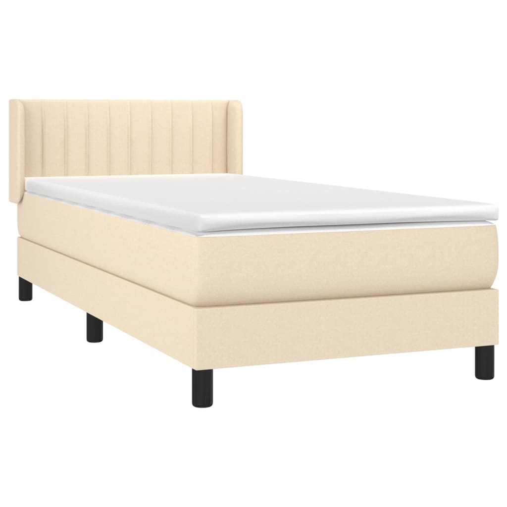 vidaXL Boxspring met matras stof crèmekleurig 90x190 cm afbeelding
