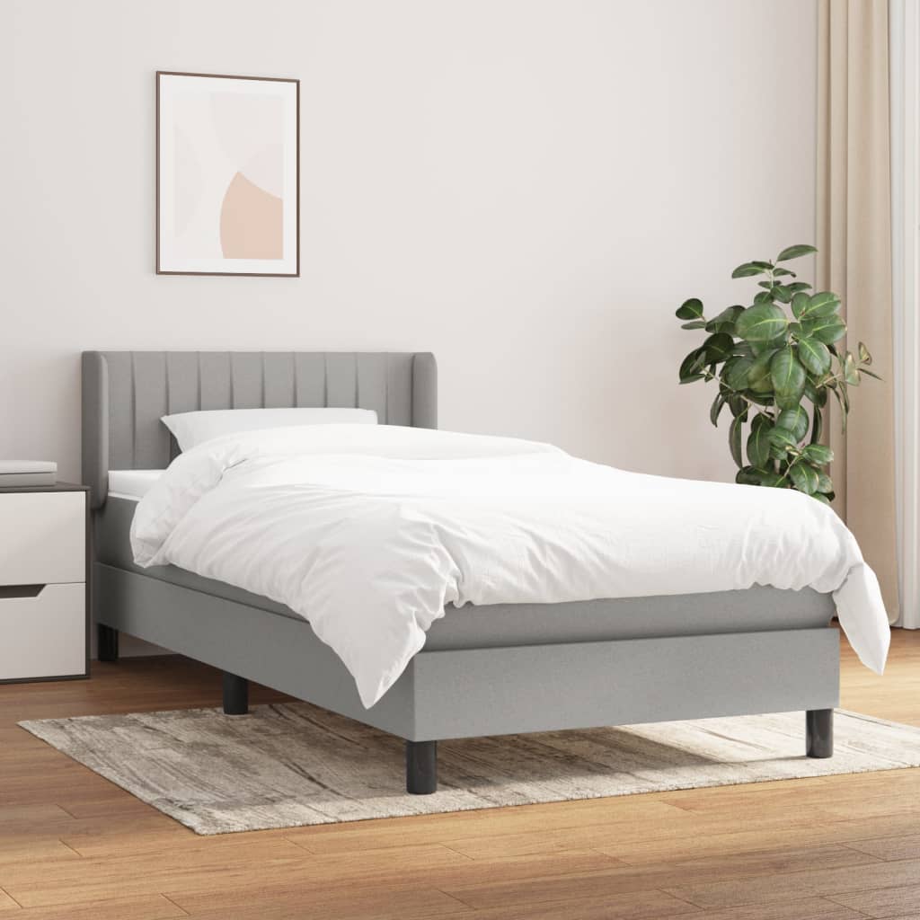 Boxspringbett mit Matratze Hellgrau 100×200 cm Stoff