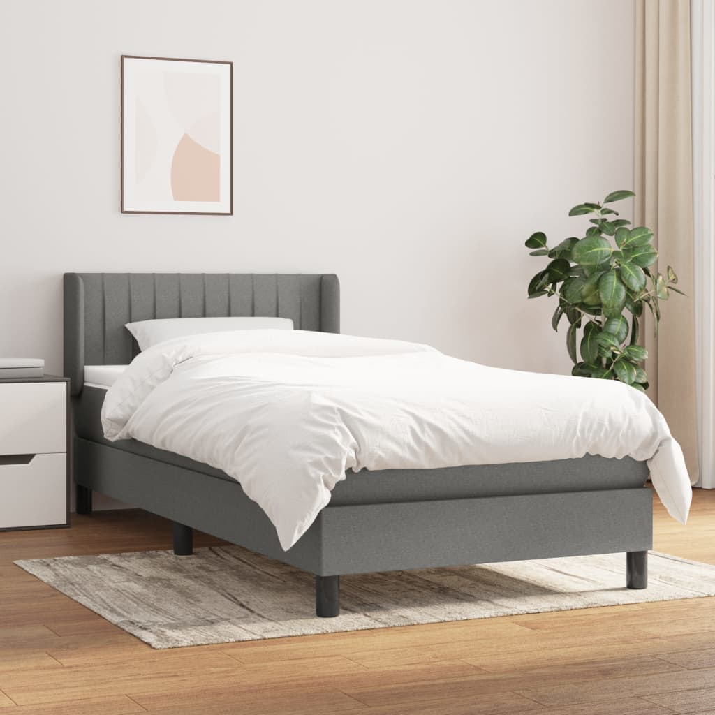 Lit à sommier tapissier avec matelas Gris foncé 100x200cm Tissu
