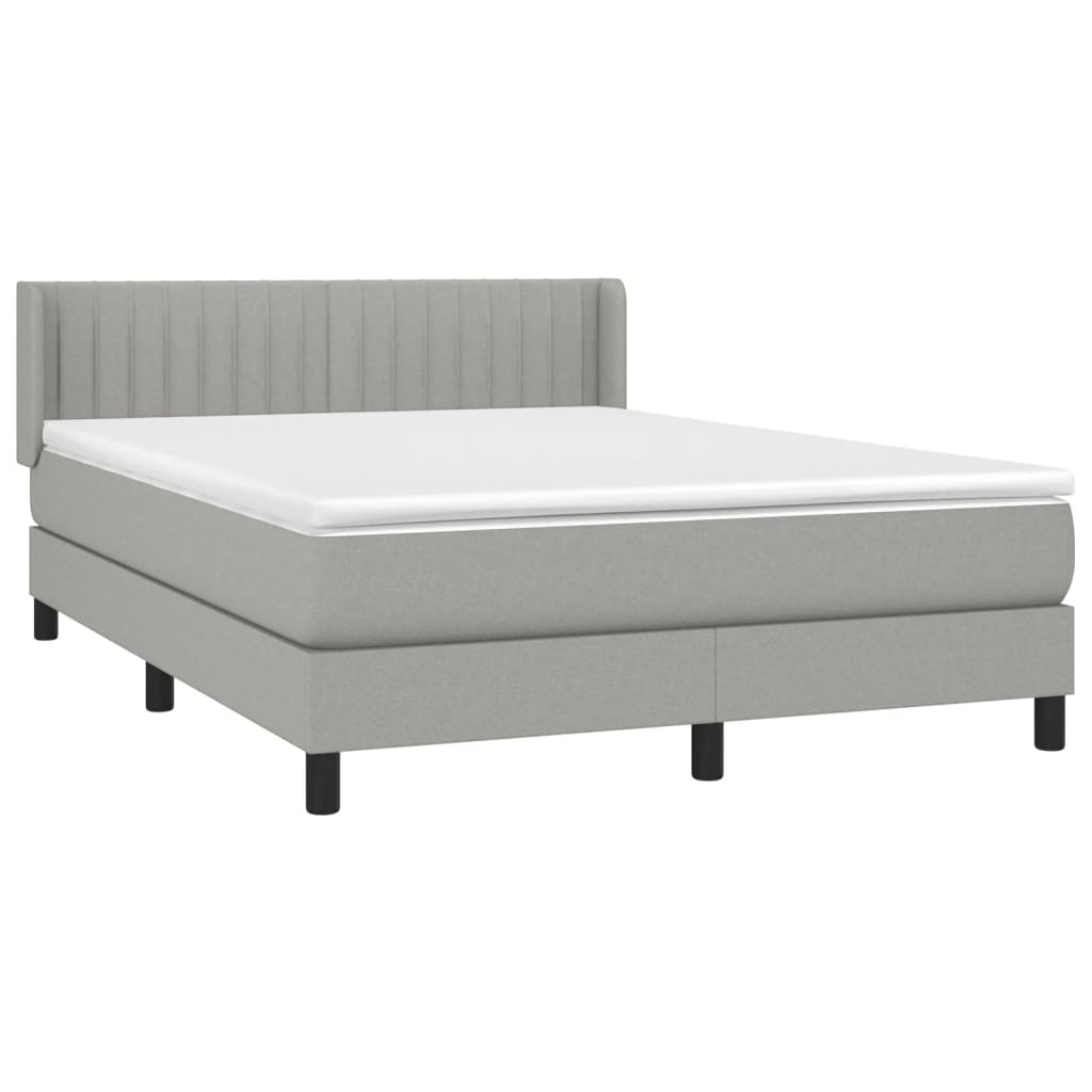 vidaXL Boxspring met matras stof lichtgrijs 140x190 cm afbeelding