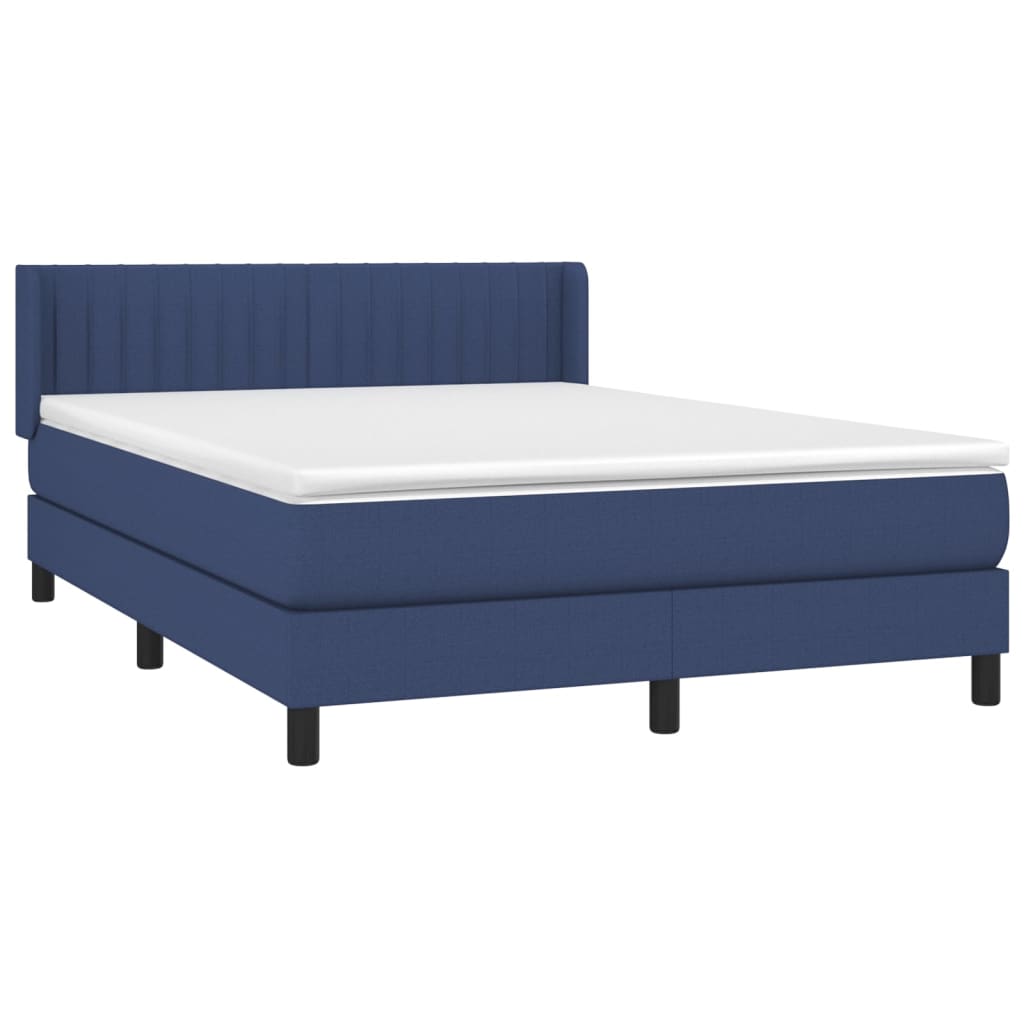 vidaXL Boxspring met matras stof blauw 140x190 cm afbeelding