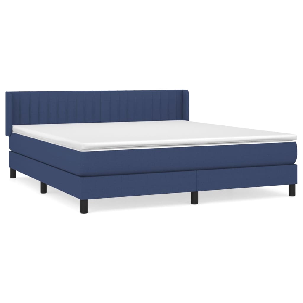 vidaXL Posteľný rám boxspring s matracom modrý 160x200 cm látka