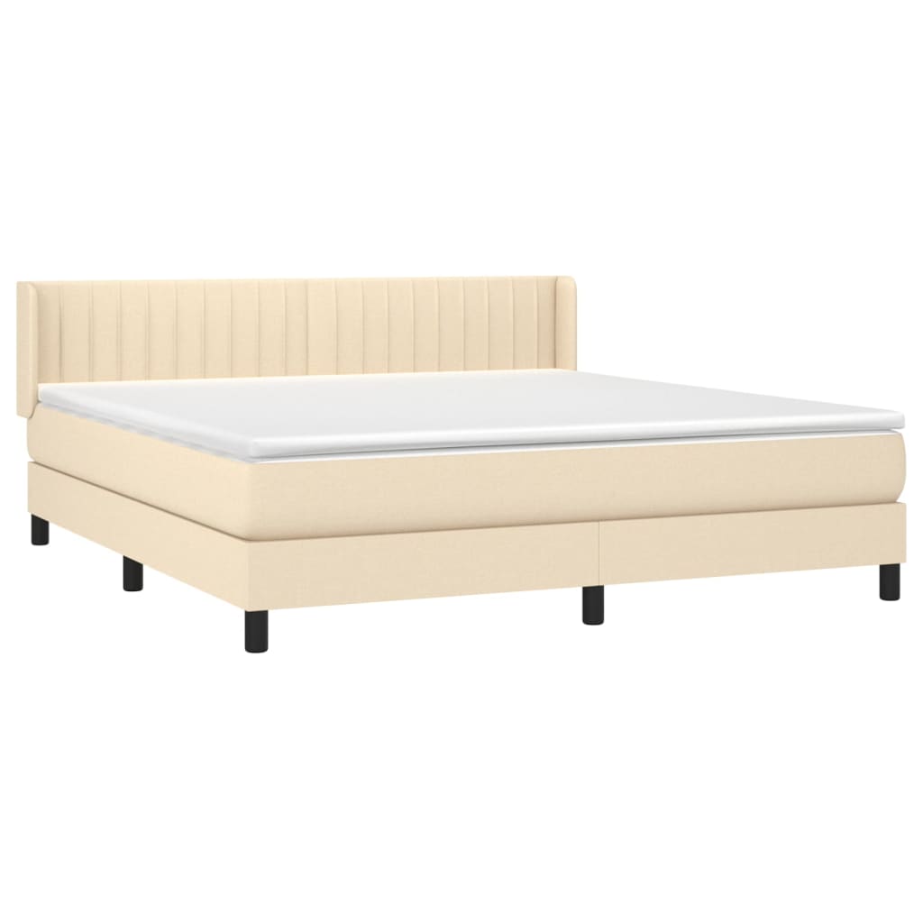 vidaXL Boxspring met matras stof crèmekleurig 180x200 cm afbeelding