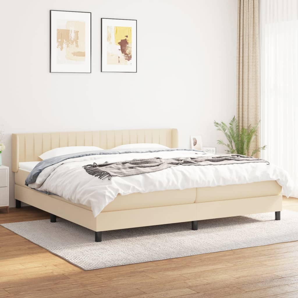  ΚΡΕΒΑΤΙ BOXSPRING ΜΕ ΣΤΡΩΜΑ ΚΡΕΜ 200X200 ΕΚ. ΥΦΑΣΜΑΤΙΝΟ V-3129902