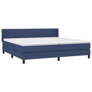 Box spring postel s matrací modrá 200x200 cm textil - obrázek 3
